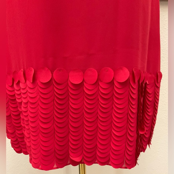 TED BAKER Women’s Red Cap Sleeve Circle Applique Hem Glana Dress Size 4 US 10 - Picture 3 of 13